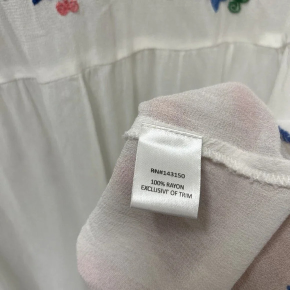 Anthropologie Chloe Oliver Womens Tunic Top L White Gaila Embroidered Bohemian - Picture 5 of 11